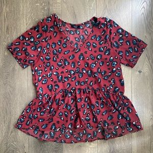 Leopard VICI Peplum Blouse